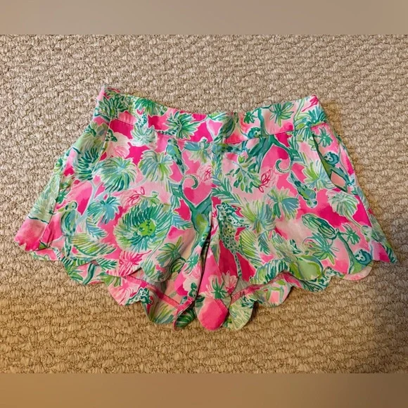 Lilly Pulitzer Dahlia Pink and Green Floral Shorts - Picture 3 of 11